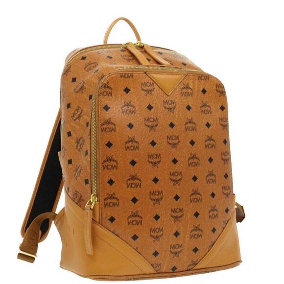 MCM Logogram Backpack PVC Leather Brown - Picture 1 of 15